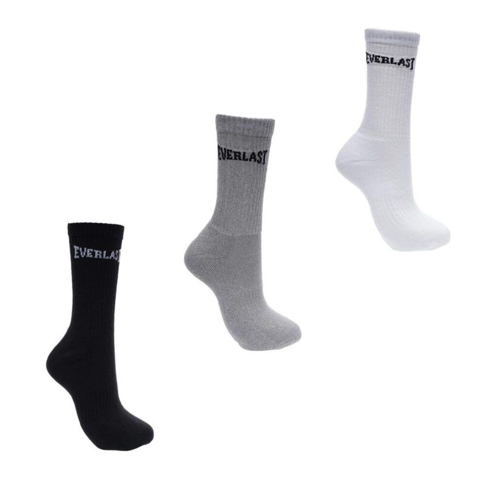Everlast Mens Crew Socks (Pack of 3) / Black/Gray/White